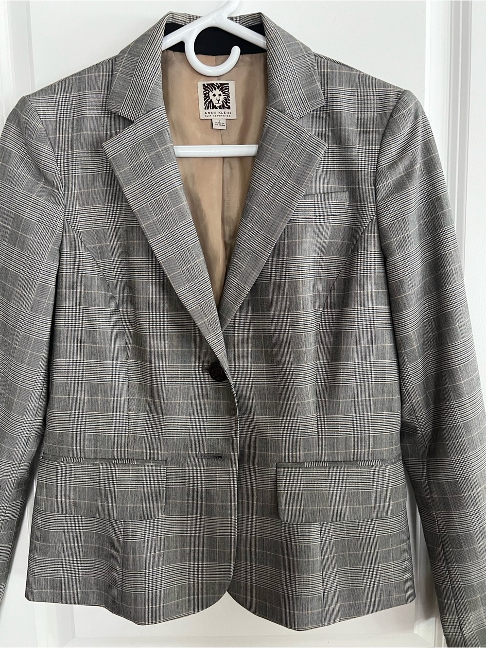 Ann Taylor Gray Plaid Two-Button Blazer